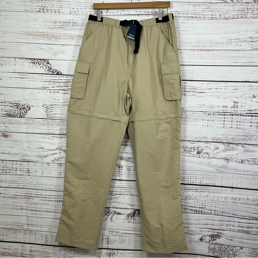 Lands End Tan Cargo Zip off Hiking Nylon Pant